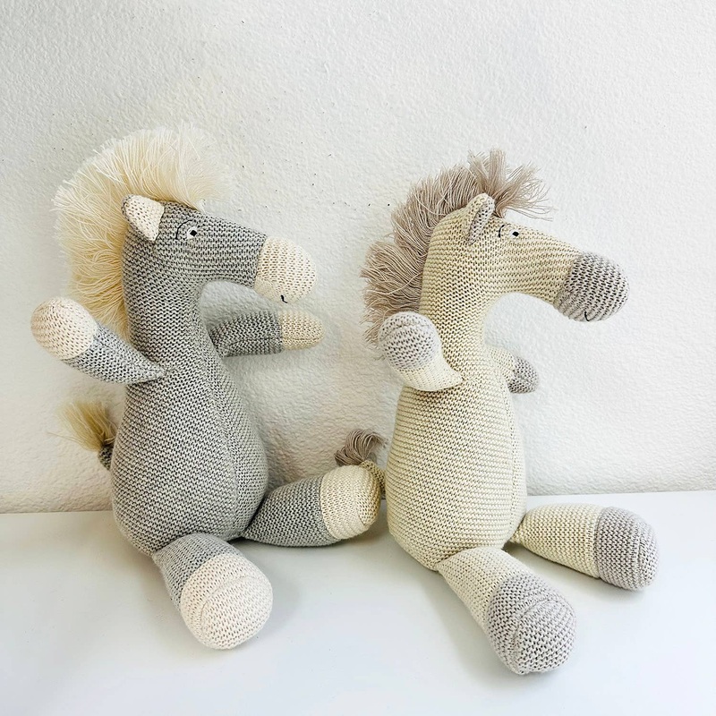 Viverano Organics - Horse Knit Stuffed Animal Soft Baby Toy (Organic Cotton) One Size Natural Heather