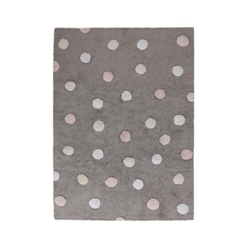 WASHABLE RUG TRICOLOR POLKA DOTS GREY-PINK 120 x 160 cm GREY-PINK