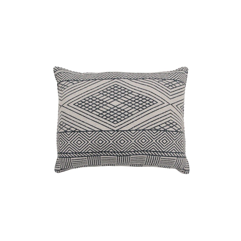 CUSHION STONE WASH BLACK 50 x 40 x 12 cm Natural - Black