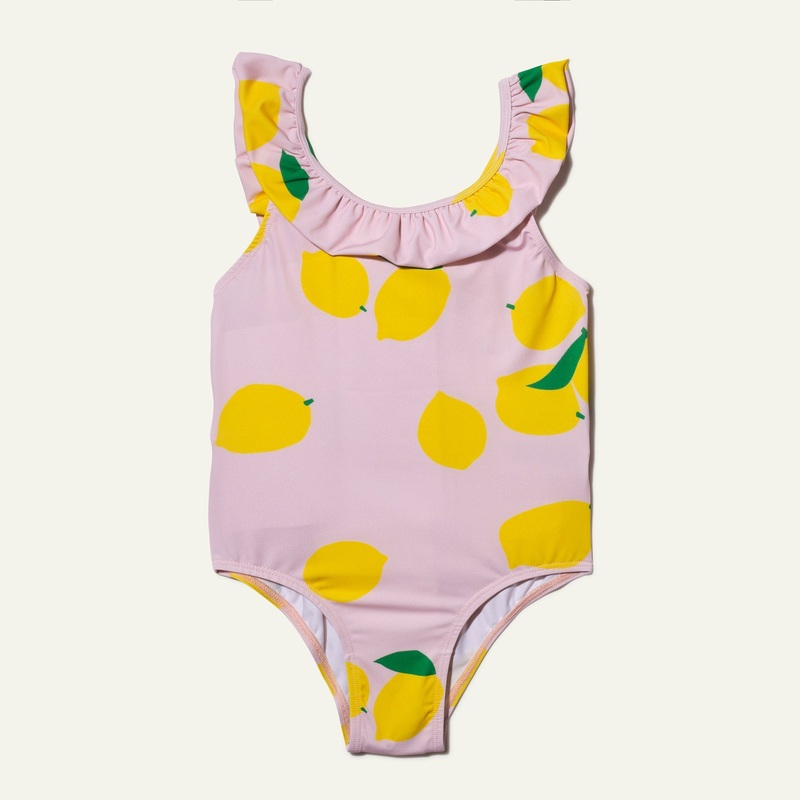 UPF 50+ Recycled Polyester Lemon Kid Ruffle Swimsuit 02Y Pinkesque