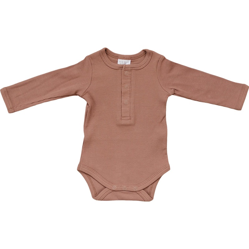 Dusty Rose Organic Snap Long Sleeve Ribbed Bodysuit NB
