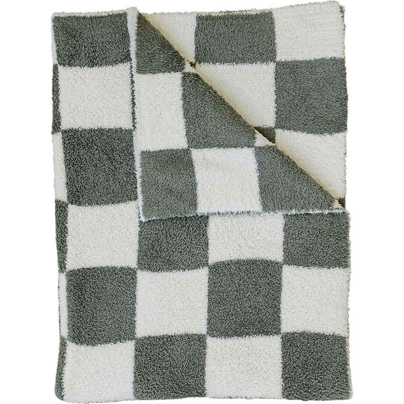 Green Checkered Plush Blanket Lovey 15X20