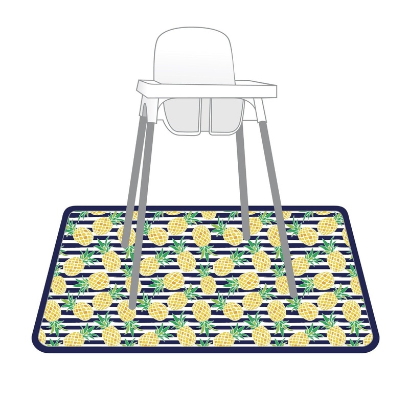 Summer Stripes - Pineapple - Splash Mat - A Waterproof Catch-All for Highchair Spills and More!