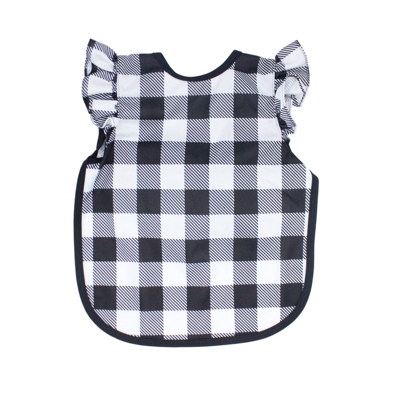 White Buffalo Plaid Flutter Bapron Toddler (6m-3T)