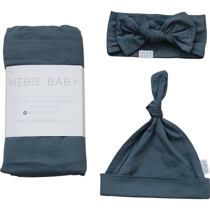 Charcoal Bamboo Hat OR Head Wrap Set Swaddle + Knot Hat