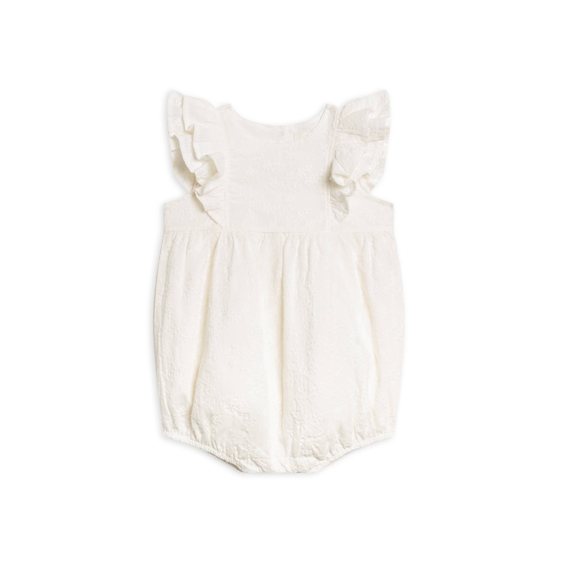 Colored Organics - Organic Elowyn Eyelet Ruffle Bubble Romper 3-6m