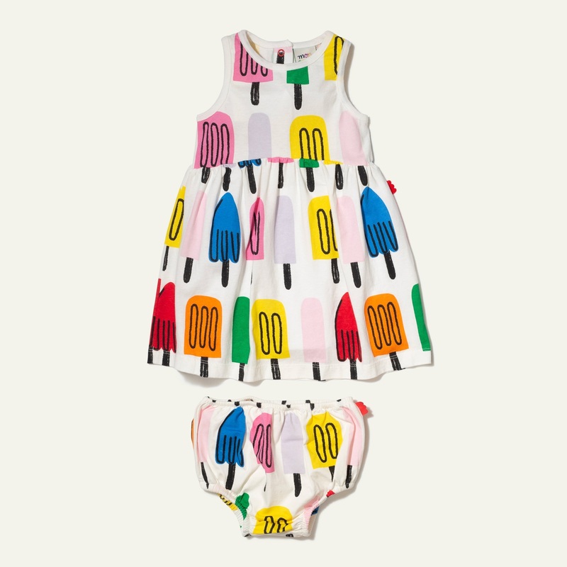 Recycled Cotton Ice Pop Baby Tank Dress 03-06M Natural