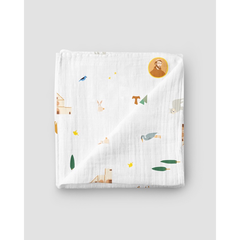 Saint Francis Muslin Swaddle Baby Blanket Saint Francis