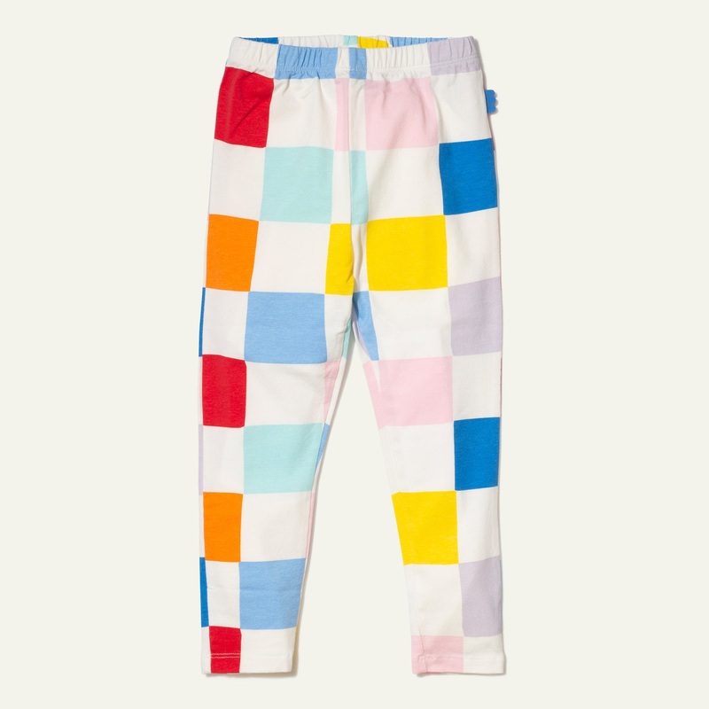 Recycled Cotton Checkered Baby Leggings 03-06M Natural/Checkered