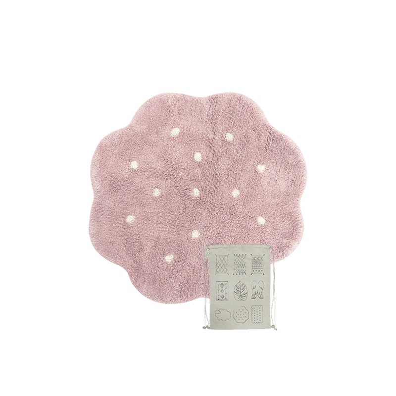 WASHABLE RUG MINI LITTLE BISCUIT PINK 90 x 90 cm Pink