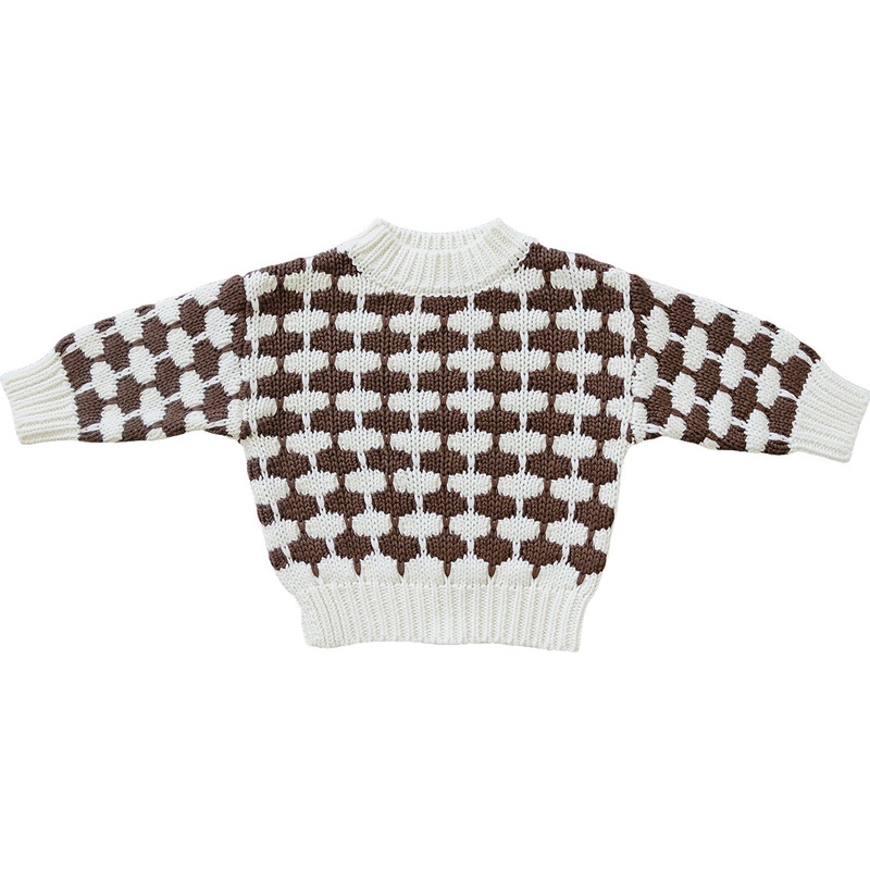Brown + Cream Knit Sweater 0-3