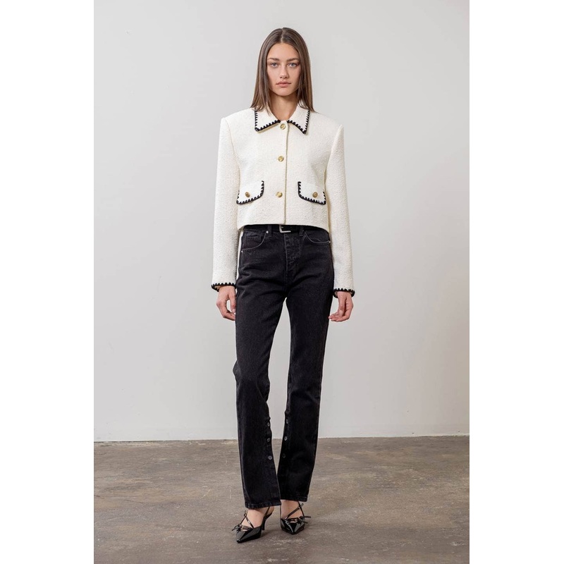 Contrast Cropped Blazer XS