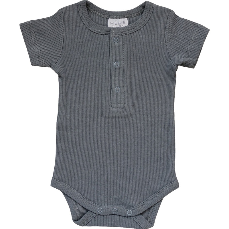 Grey Organic Cotton Ribbed Snap Bodysuit NB