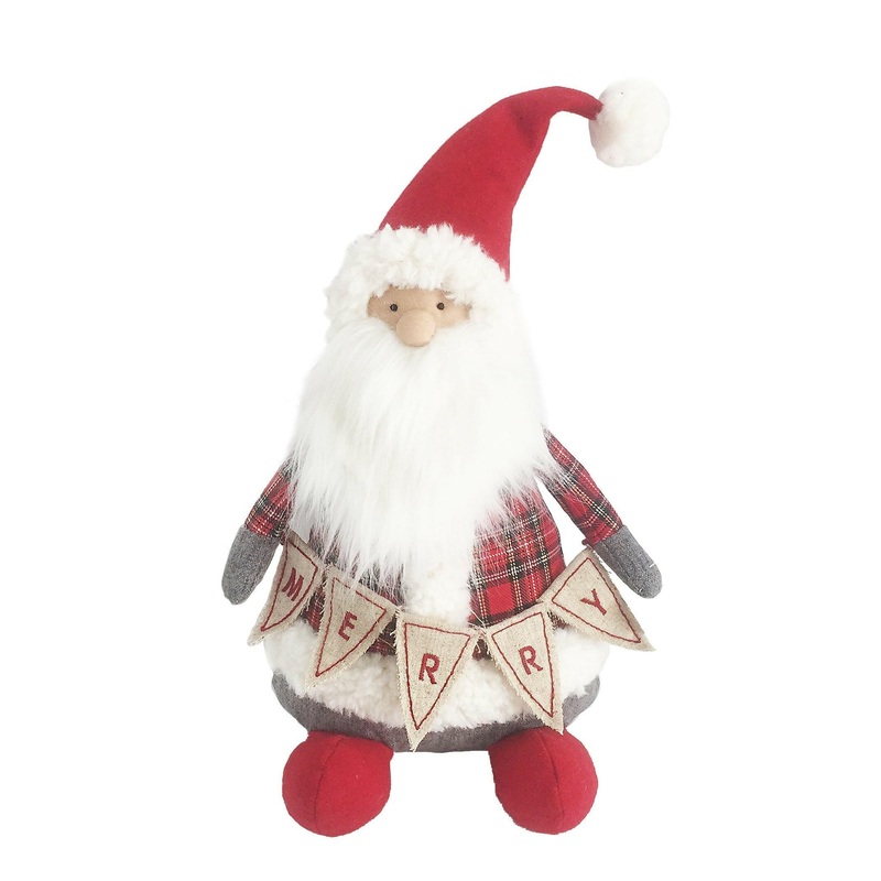 MERRY TARTAN SANTA SHELF SITTER
