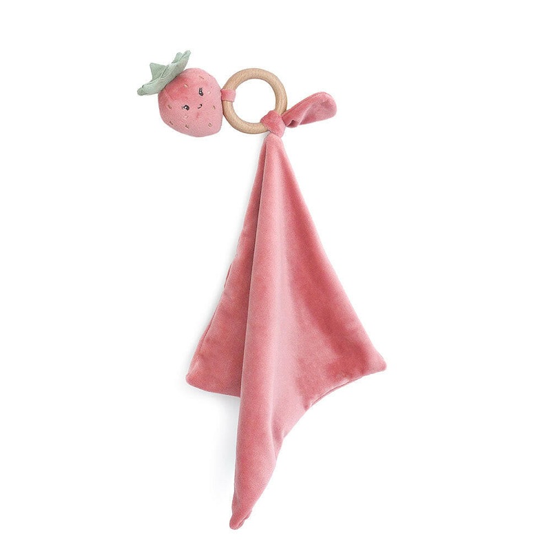 PINK BERRY WOOD TEETHER SECURITY BLANKIE