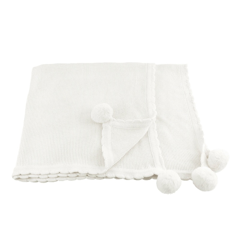 POM POM BLANKET  - WHITE White