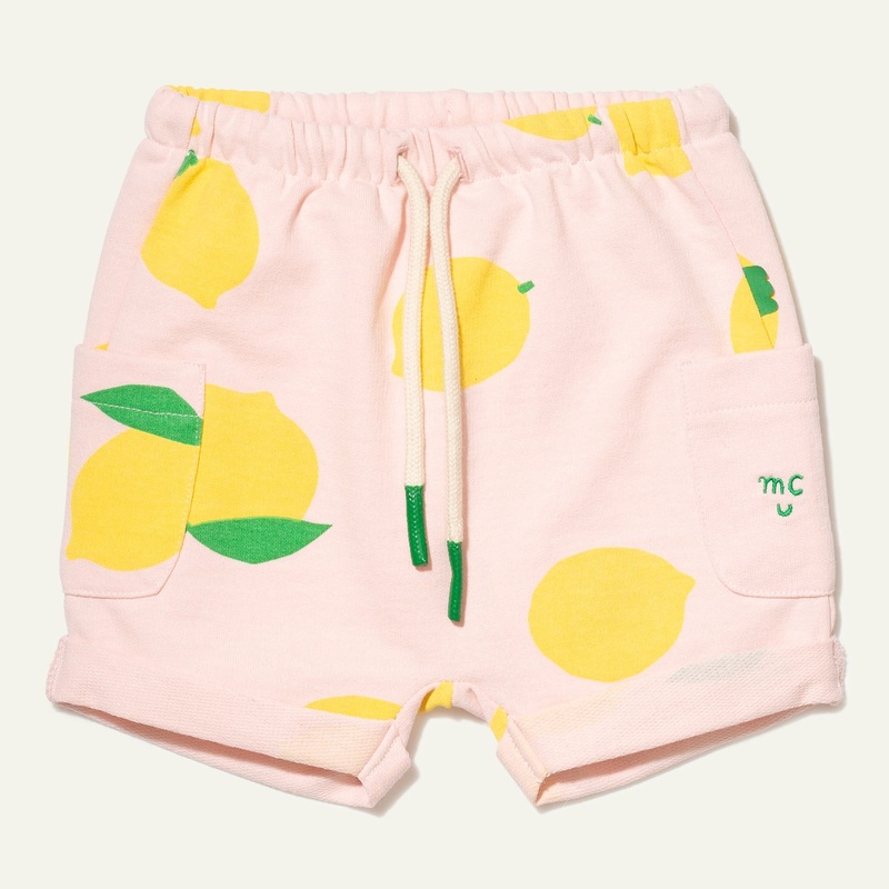 Recycled Cotton Lemon Baby Short 03-06M Pinkesque