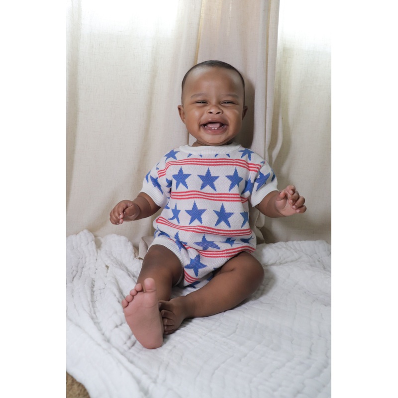 Stars and Stripes Romper Newborn White