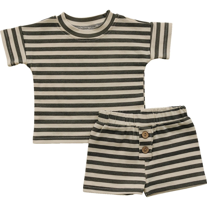 Stripe Button Short Set 0-3