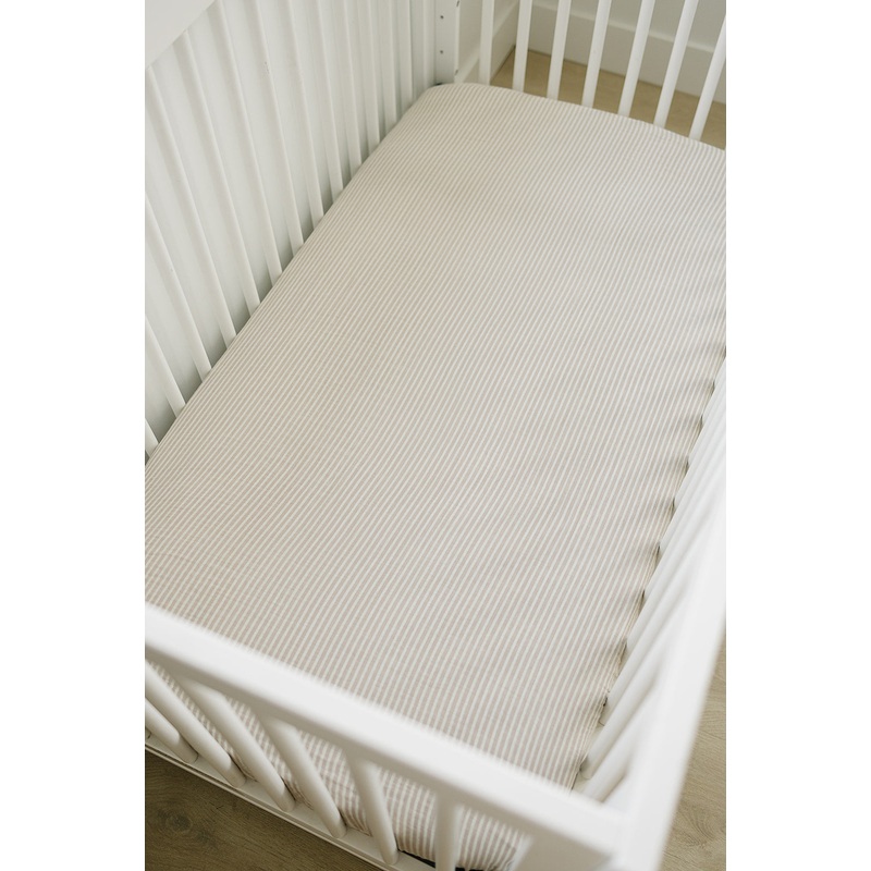 Taupe Stripe Muslin Crib Sheet