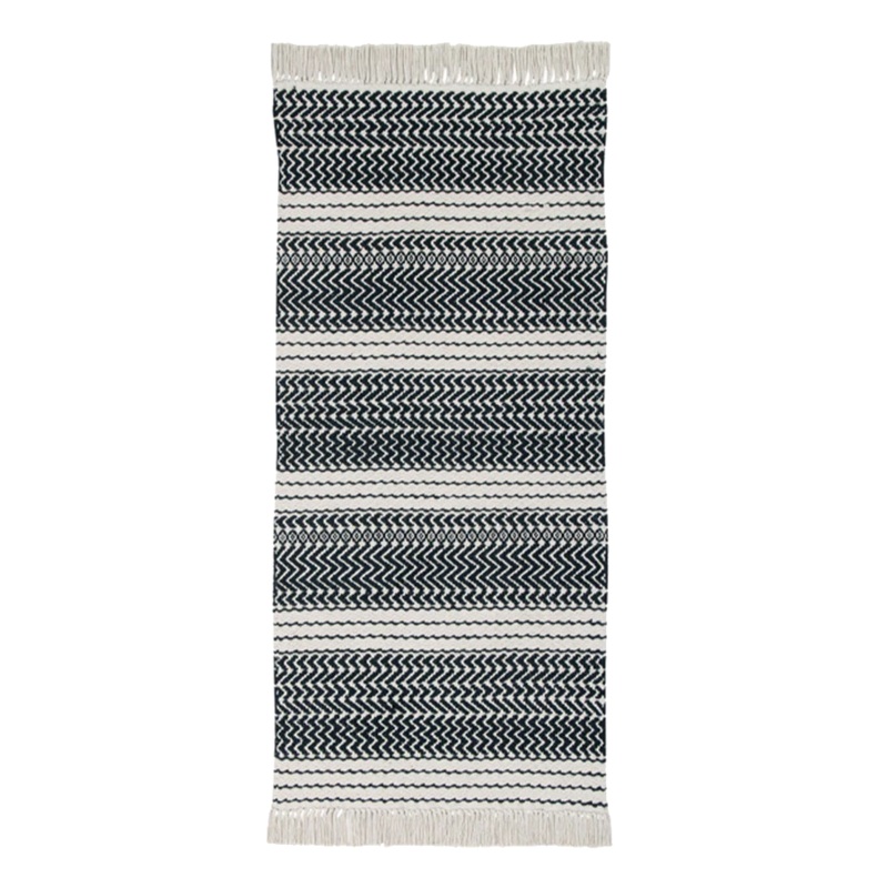 COTTON RUG MILANO NATURAL - BLACK 120 x 180 cm Black