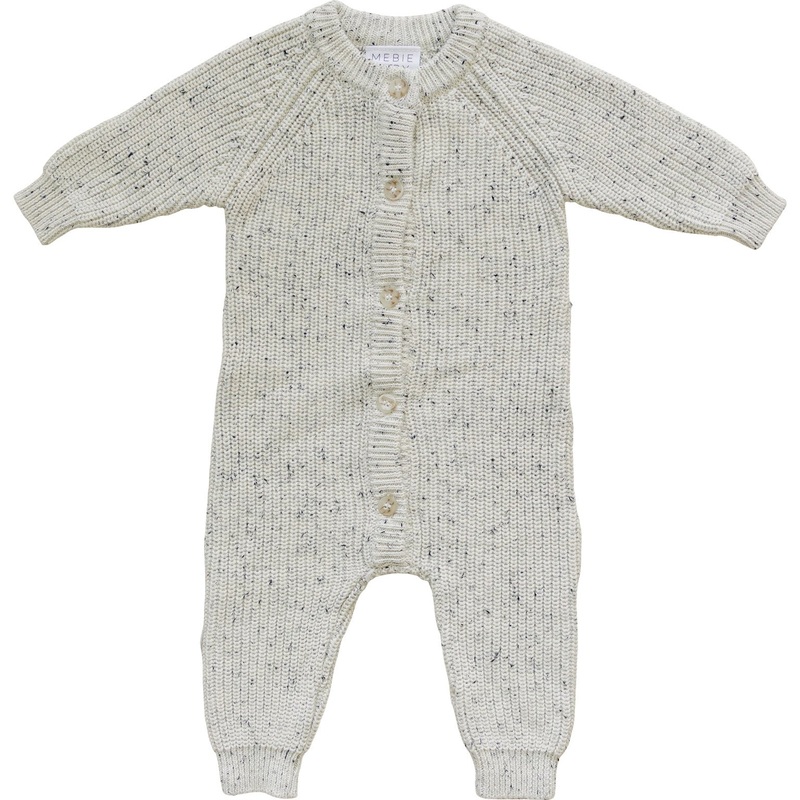 Heather Grey Chunky Knit Button Romper 0-3