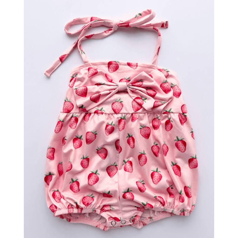 Dottie Bow Front Romper - Strawberry Shortcake 0-3months