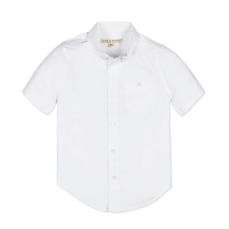 Hope and Henry - Organic Stretch Poplin Short Sleeve Shirt Small White Short Sleeve