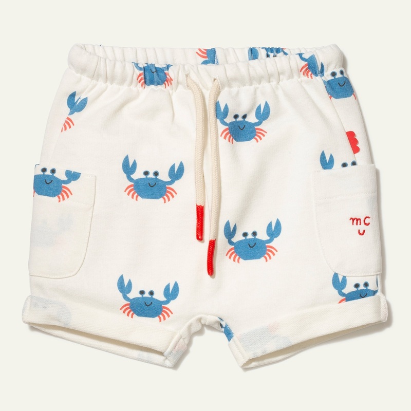 Recycled Cotton Crab Baby Short 03-06M Natural