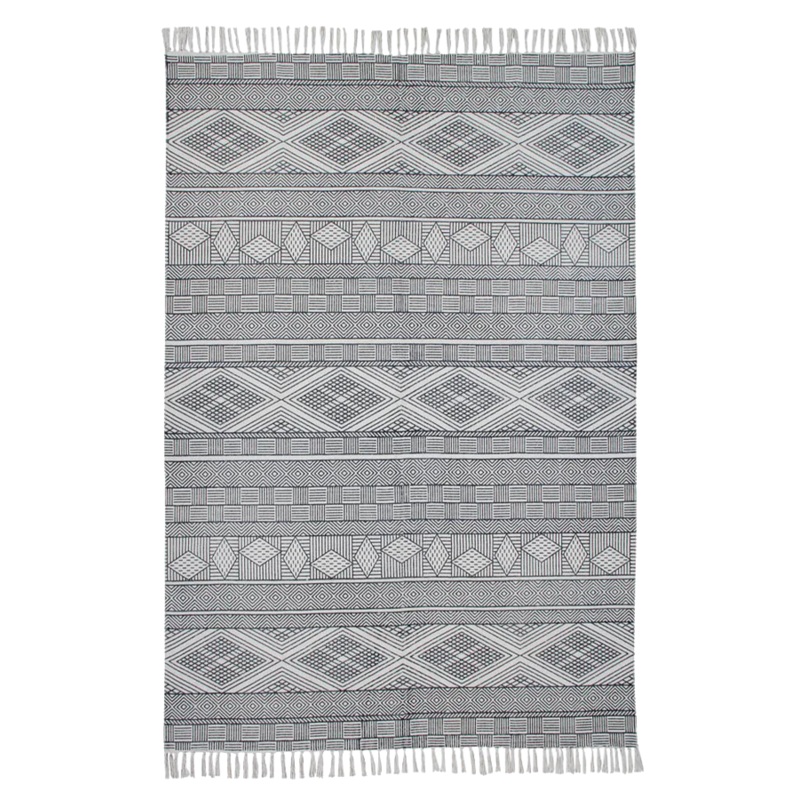 COTTON RUG SIENA 170 x 240 cm Natural - Black
