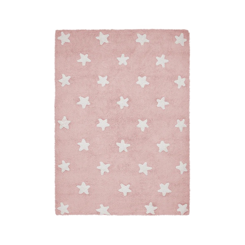 WASHABLE RUG STARS PINK 120 x 160 cm Pink-White