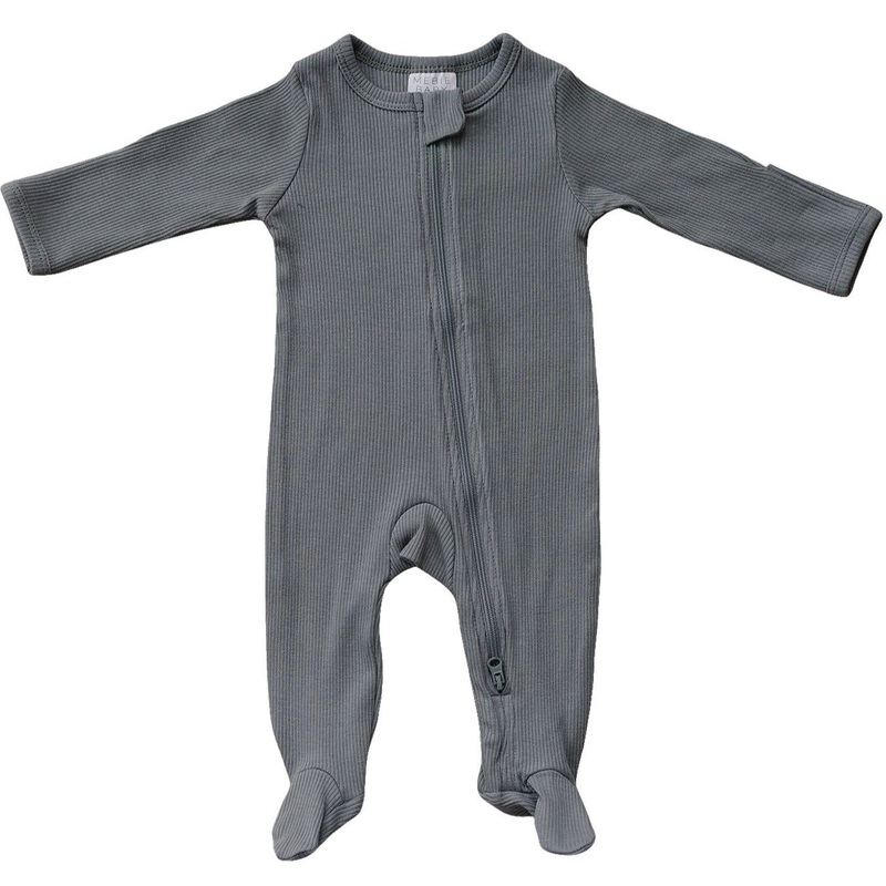 Grey Organic Cotton Ribbed Zipper NB