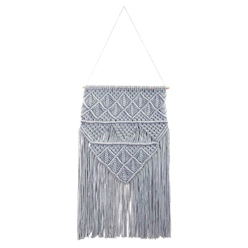 WALL HANGING MACRAM 90 x 45 cm Vintage Blue