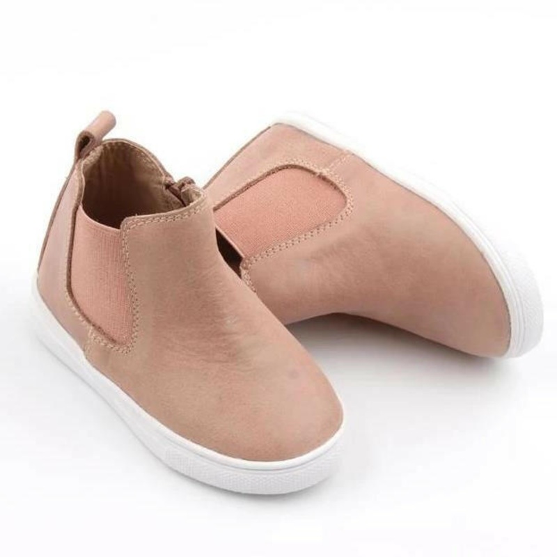 Waxed Leather Chelsea Boot | Color 'Antelope Pink' | Hard Sole 5 (12 - 18 months)