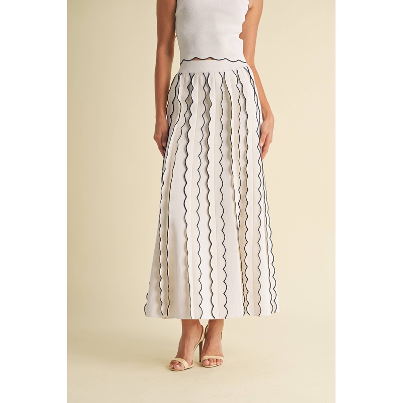 Pleated Sweater Knit Maxi Skirt S