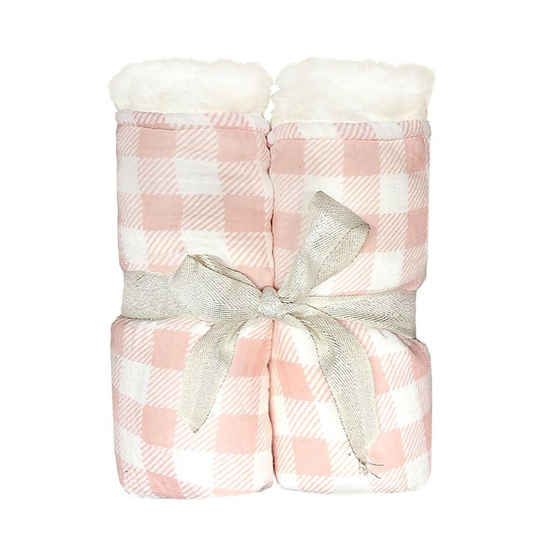 PLUSH PINK GINGHAM BLANKET