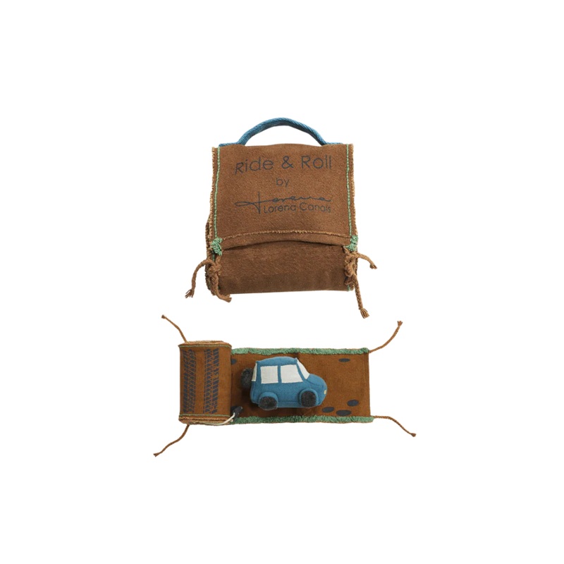 SOFT TOY RIDE & ROLL SAFARI Jeep: 12 x 20 x 14 cm - Road: 20 x 400 cm Petrol Blue