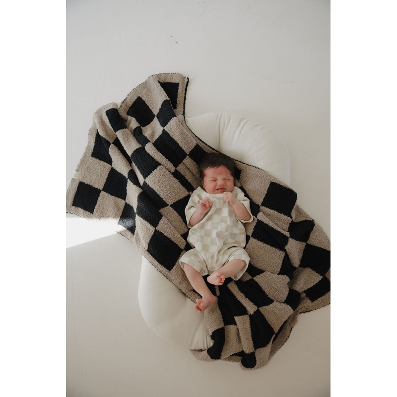 French Terry Romper | Checkerboard Newborn