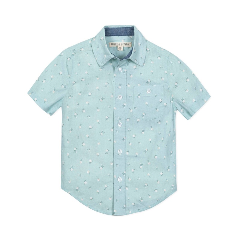 Hope and Henry - Linen Short Sleeve Button Down Shirt XX-Small Tea Room Floral