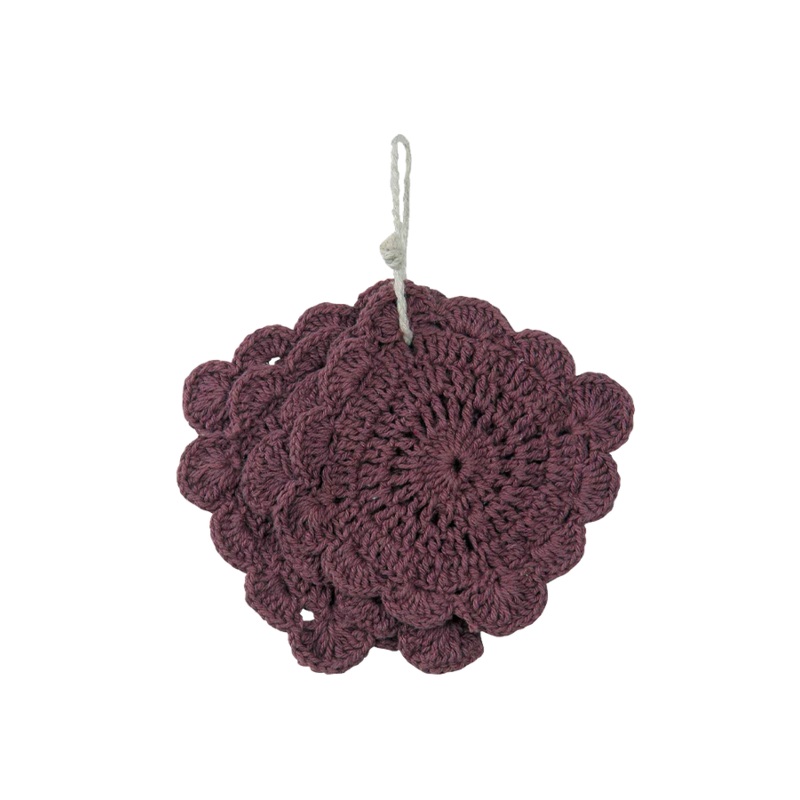 COASTER CROCHET BURGUNDY - SET OF 4 10 x 10 Marsala