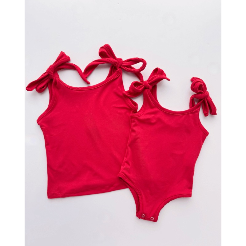 Madden Tie-Shoulder Tank Top & Leotard - Red 0-3months