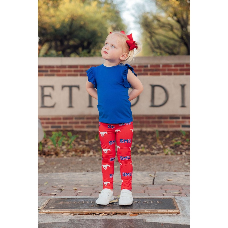 SMU Red Mustang Leggings 2T