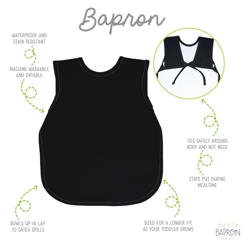 Solid Black Minimalist Bapron Toddler (6m-3T)