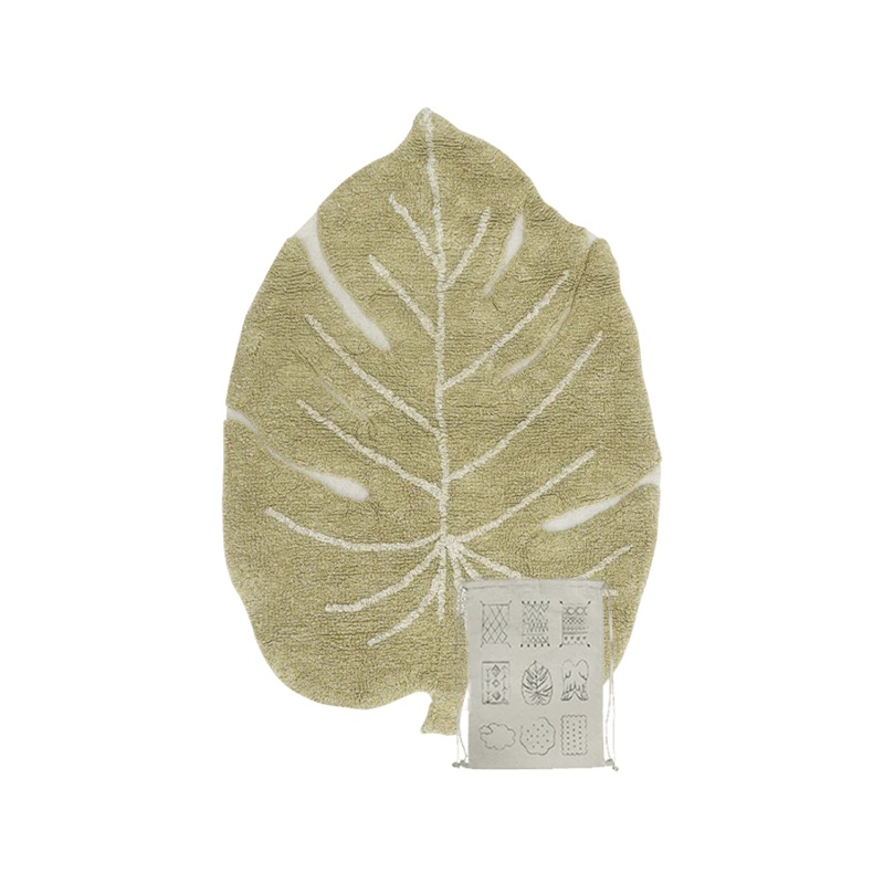 WASHABLE RUG MINI MONSTERA OLIVE 75 x 100 cm Olive
