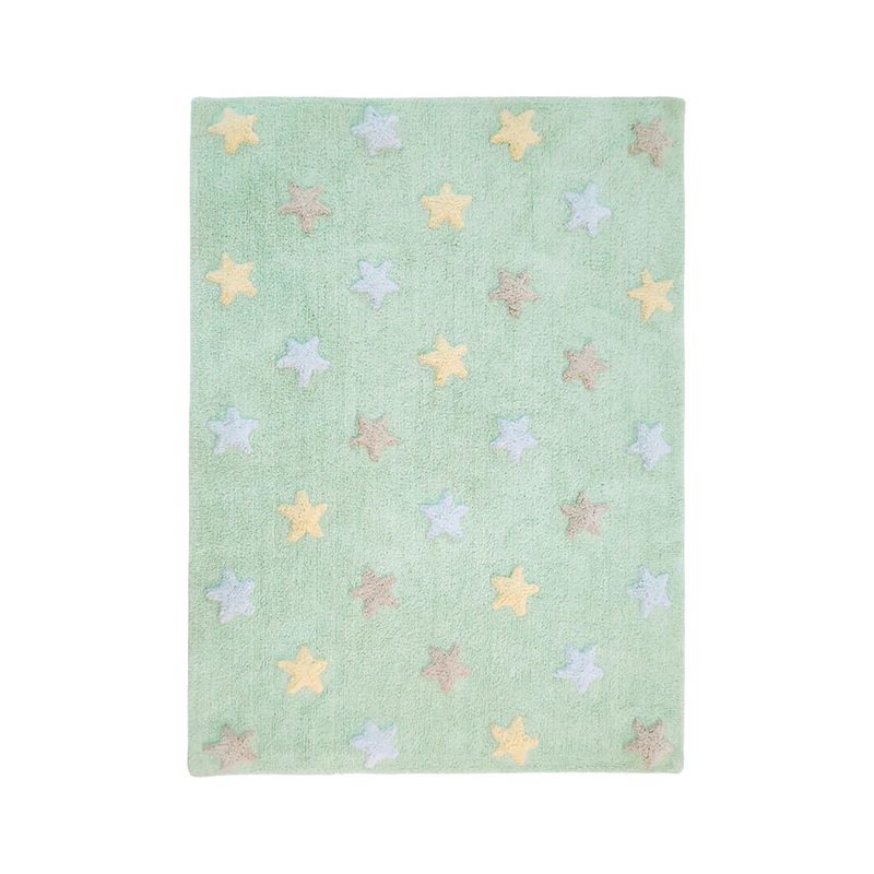 WASHABLE RUG TRICOLOR STARS SOFT MINT 120 x 160 cm Soft-Mint