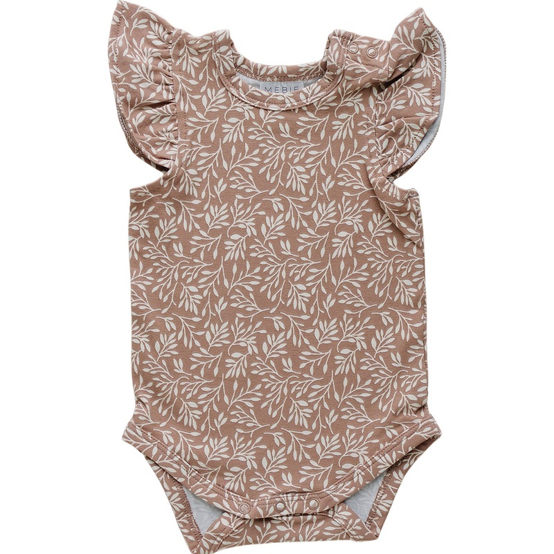 Dusty Vines Ruffle Sleeve Bodysuit 0-3