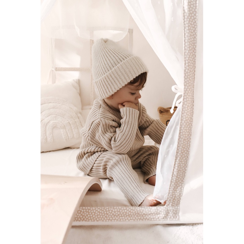 Luna + Luca Chunky Rib Leggings Beige Newborn