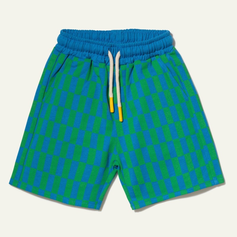 Recycled Cotton Blue Checkered Kid Short 02Y French Blue/Checkered