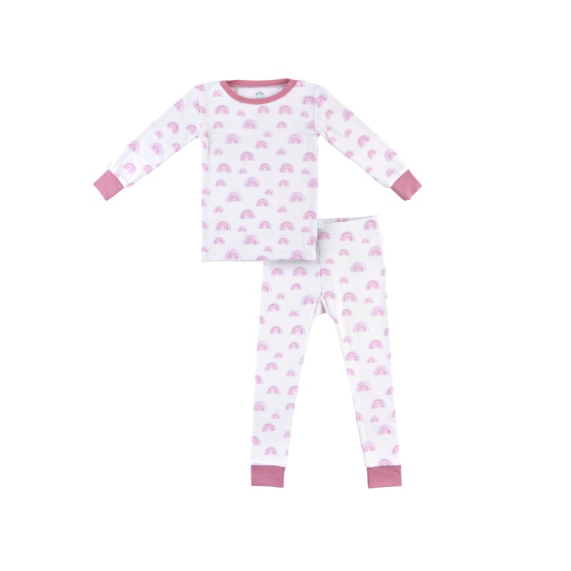 Toddler/Kids Bamboo Pajamas - Pink Rainbow 2T