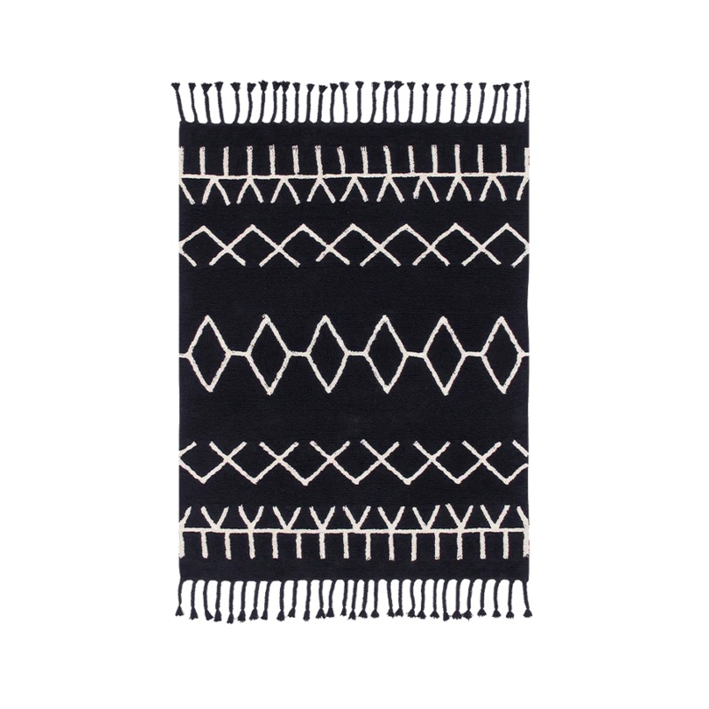 WASHABLE RUG BLACK&WHITE BEREBER BLACK 140 x 200 cm Black